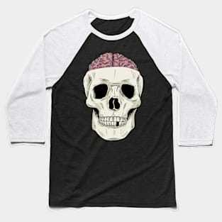 Skull showing Brain Baseball T-Shirt